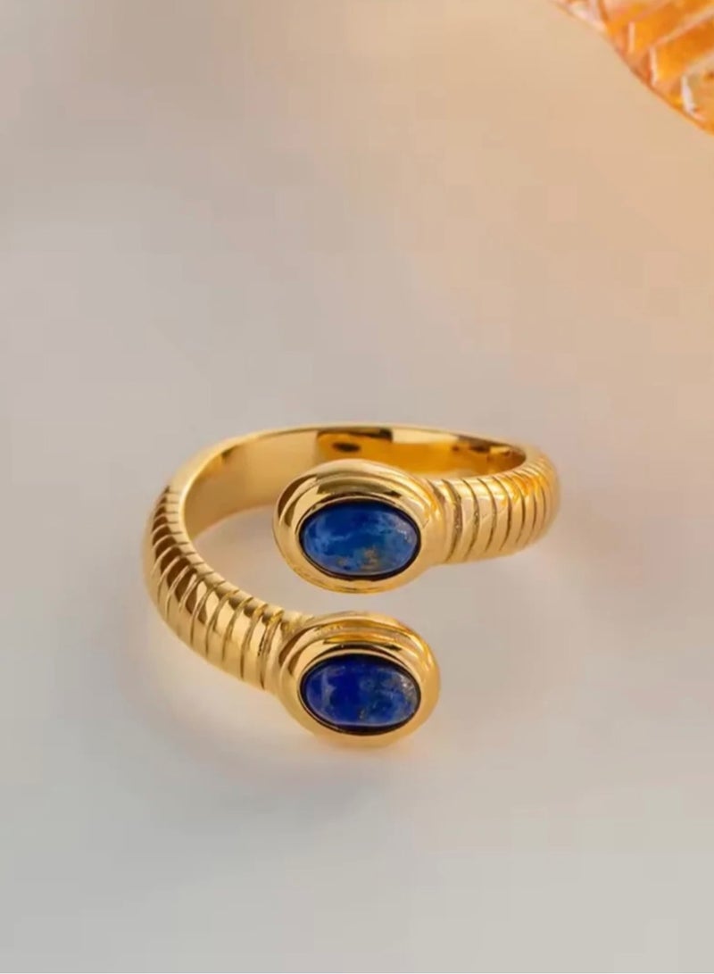 إيكوال خاتم نسائي من الاستانلس ستيل مطلي باللون الذهبي بمقاس موحد - Image 1