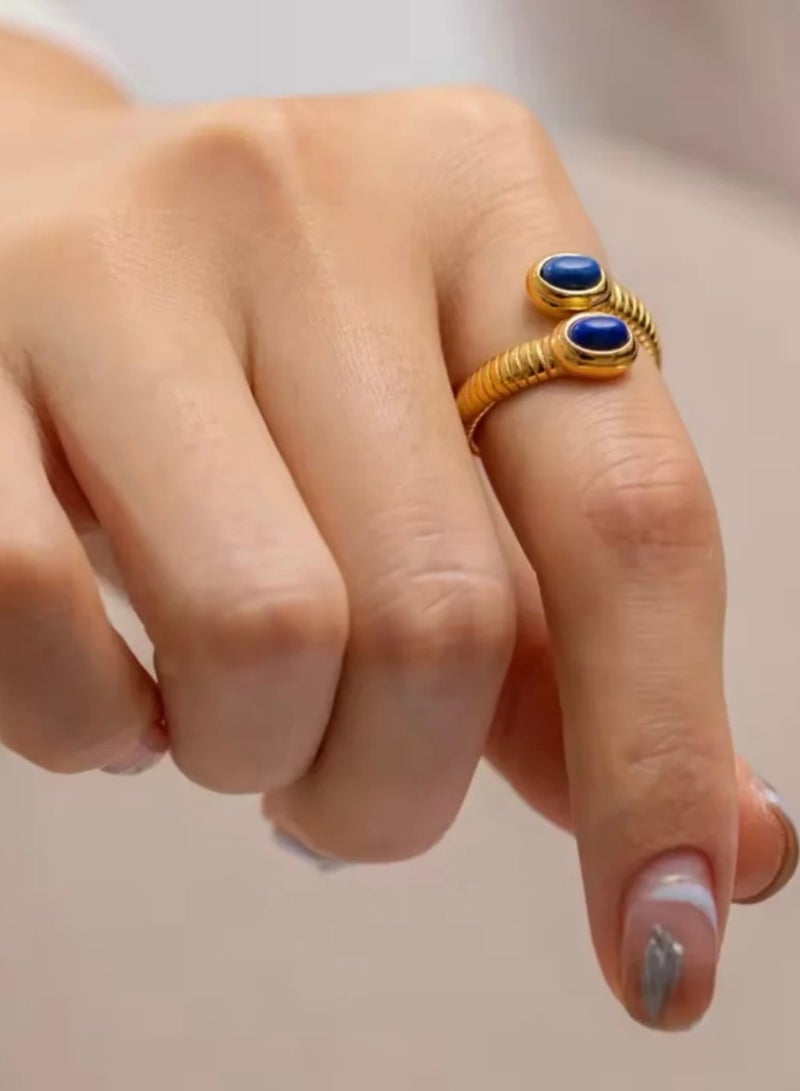 إيكوال خاتم نسائي من الاستانلس ستيل مطلي باللون الذهبي بمقاس موحد - Image 2