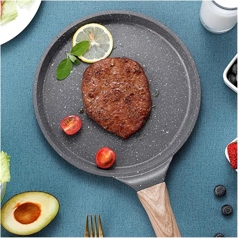 Stone Frying Pan Steak Pancake Omelette Non-Stick Cooking Breakfast Maker Induction Cooker Gas Thousand-Layer Bakeware(Green 6 inch) - Image 2