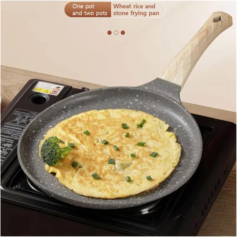 Stone Frying Pan Steak Pancake Omelette Non-Stick Cooking Breakfast Maker Induction Cooker Gas Thousand-Layer Bakeware(Green 6 inch) - Image 3