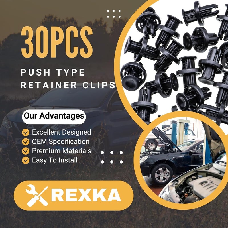 Rexka 30pcs Rear Front Bumper Cover Fender Grille Under Cover Push-Type Retainer Clip Fastener Rivet 91505-TM8-003 for Honda Acura - Image 2