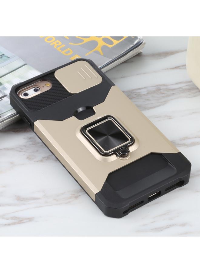 إيروريكس غطاء كاميرا منزلق بتصميم جراب مقاوم للصدمات مصنوع من مادة PC + TPU مع حامل حلقي وفتحة بطاقة لهاتف iPhone 8 Plus / 7 Plus / 6s Plus / 6 Plus - Image 2