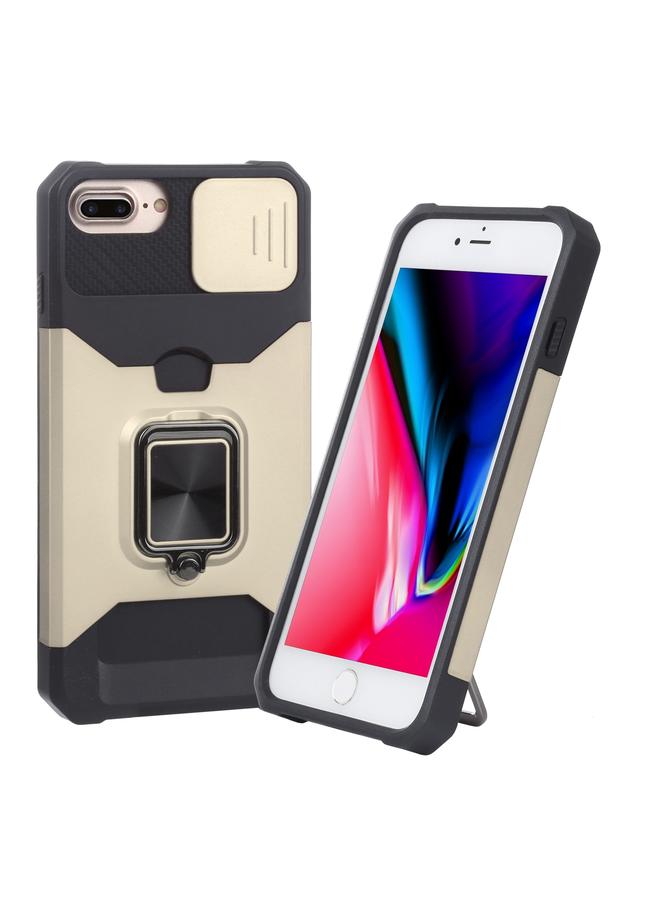 إيروريكس غطاء كاميرا منزلق بتصميم جراب مقاوم للصدمات مصنوع من مادة PC + TPU مع حامل حلقي وفتحة بطاقة لهاتف iPhone 8 Plus / 7 Plus / 6s Plus / 6 Plus - Image 1