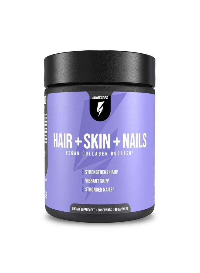 InnoSupps Hair + Skin + Nails Supplement | Vegan Collagen Booster | Biotin, B12, Horsetail Herb Powder | Stimulate Hair Growth, Revitalize Skin, Strengthen Nails | 60 Capsules - Image 1