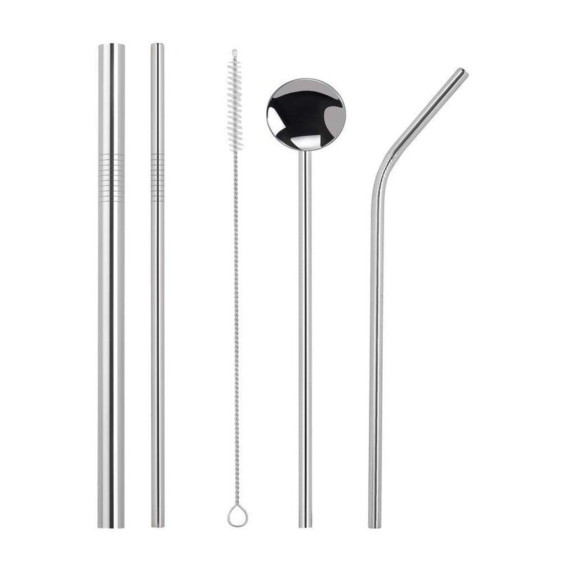 Iktu Ekto Set of 4 Portable Stainless Steel Drinking Straws with Straw Spoon, Comes with Brush and Case, Perfect for Holidays, Parties, Gifts, Family Gatherings - Reusable - Image 2