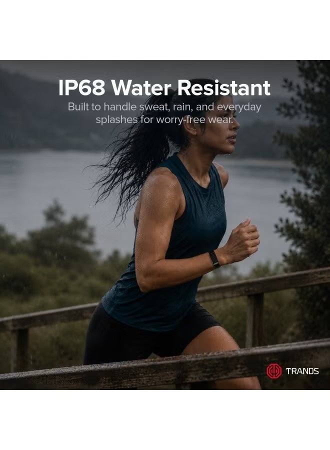 Trands SW300 Minimalist Smart Health & Fitness Tracker - Screenless Smart Band with 45-Day Battery, App-Controlled Heart Rate, Blood Oxygen & Sleep Monitor, IP68 Waterproof Wearable with Nylon Strap - Black - Image 5