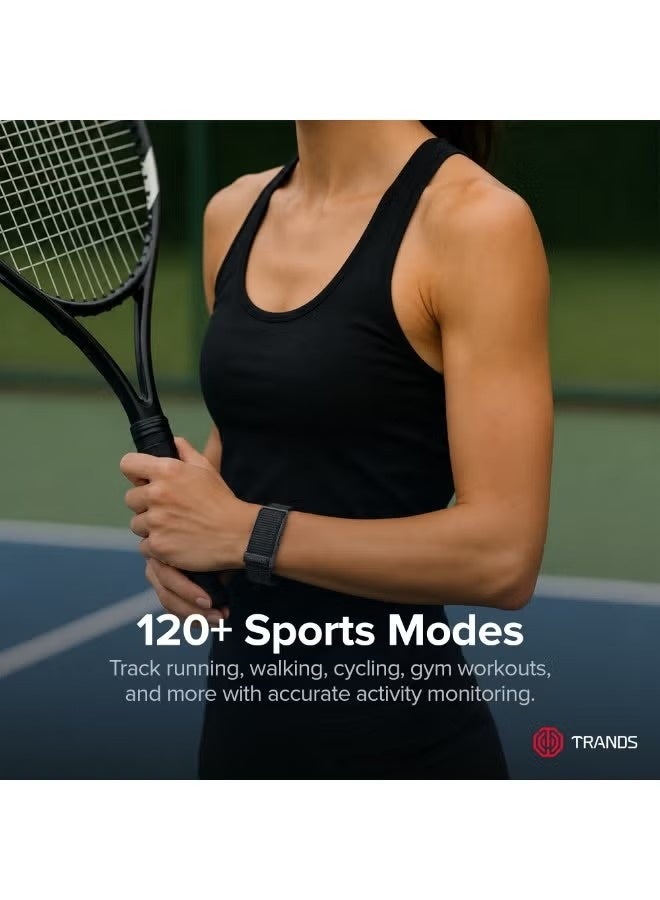 Trands SW300 Minimalist Smart Health & Fitness Tracker - Screenless Smart Band with 45-Day Battery, App-Controlled Heart Rate, Blood Oxygen & Sleep Monitor, IP68 Waterproof Wearable with Nylon Strap - Black - Image 4