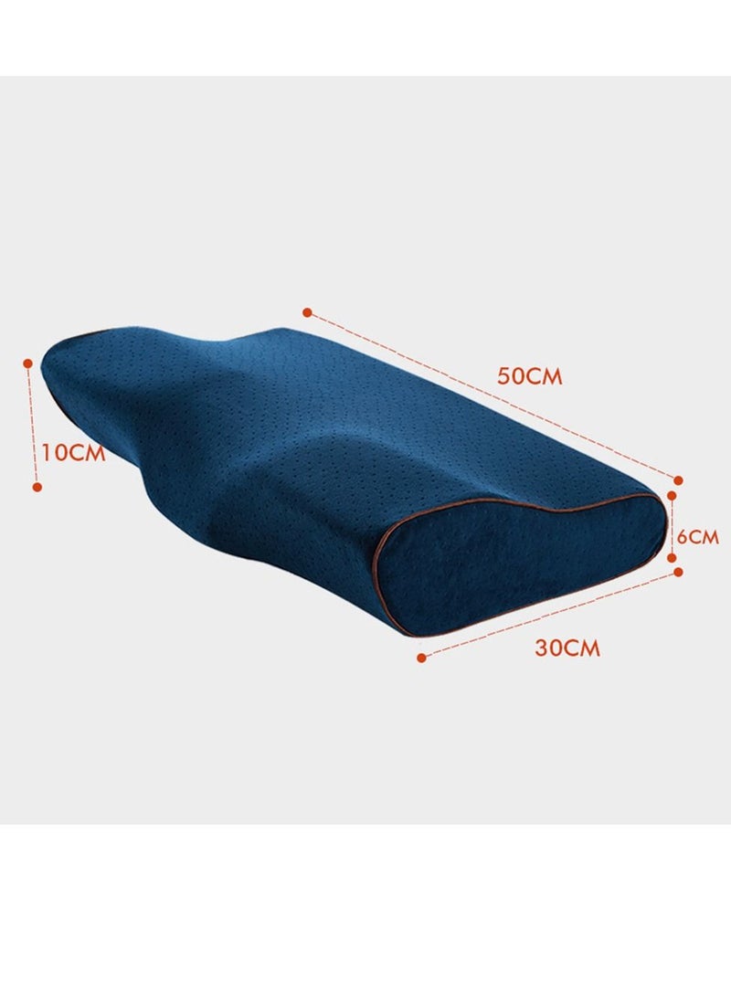 Sharpdo - Orthopedic Memory Foam Butterfly Pillow Cervical Neck Support Pillow Blue - Image 1