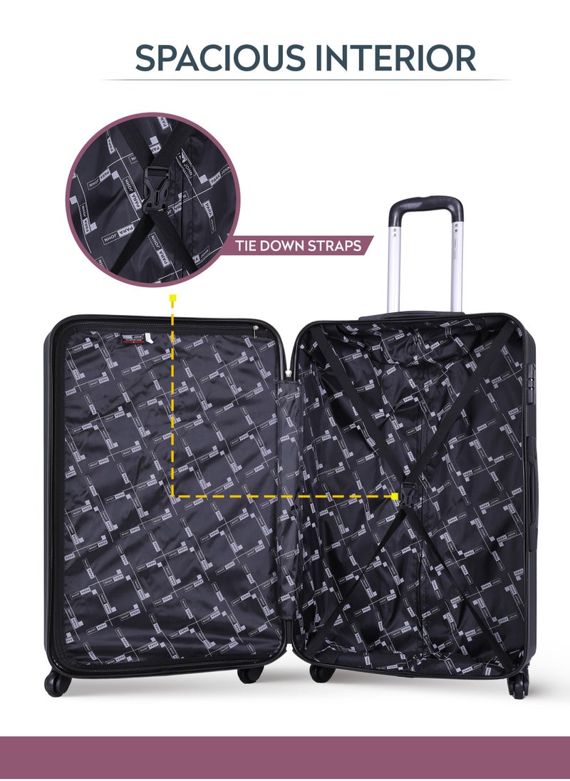 PARAJOHN - Chevron Set of 3 ABS Hard Case Luggage Trolley Bag with 4 Spinner Wheels & Lock – Pink (Small, Medium & Large) - Image 1