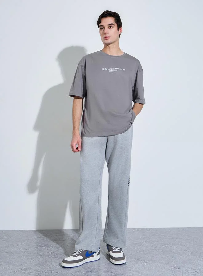 Styli Grey Graphic Print Oversized T-Shirt