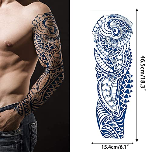 Aresvns Semi Permanent Sleeve Tattoos for Men & Women,Realistic Temporary Arm Tattoo,Lifelike Dark Blue Large Fake Tattoos Waterproof and Long Lasting 2 Weeks Tattoos Christmas Gift - Image 3