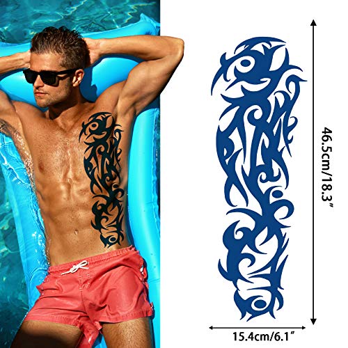 Aresvns Semi Permanent Sleeve Tattoos for Men & Women,Realistic Temporary Arm Tattoo,Lifelike Dark Blue Large Fake Tattoos Waterproof and Long Lasting 2 Weeks Tattoos Christmas Gift - Image 2