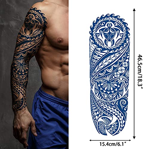 Aresvns Semi Permanent Sleeve Tattoos for Men & Women,Realistic Temporary Arm Tattoo,Lifelike Dark Blue Large Fake Tattoos Waterproof and Long Lasting 2 Weeks Tattoos Christmas Gift - Image 5