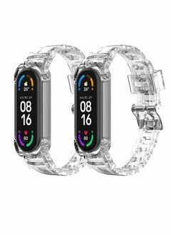 KASTWAVE Replacement Strap, Sport Wristband, Adjustable Bracelet, for Xiaomi Mi Band 5 Bands/for Xiaomi Mi Band 6 Bands, 2 Pack (Clear+Clear)  - Image 1