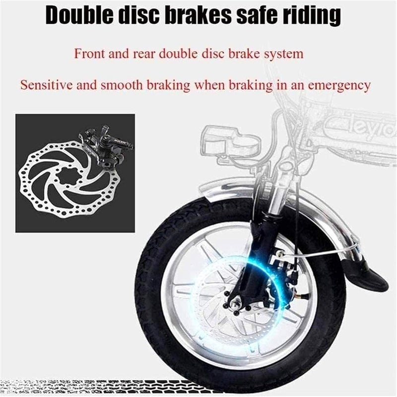 N/P Fast Electric Bikes for Adults Portable Electric Bicycle Adult Hybrid Bike 48V Removable Lithium Ion Battery 400W Motor 14 inch Road Bike Motorcycle Scooter with Disc Brakes - Image 3