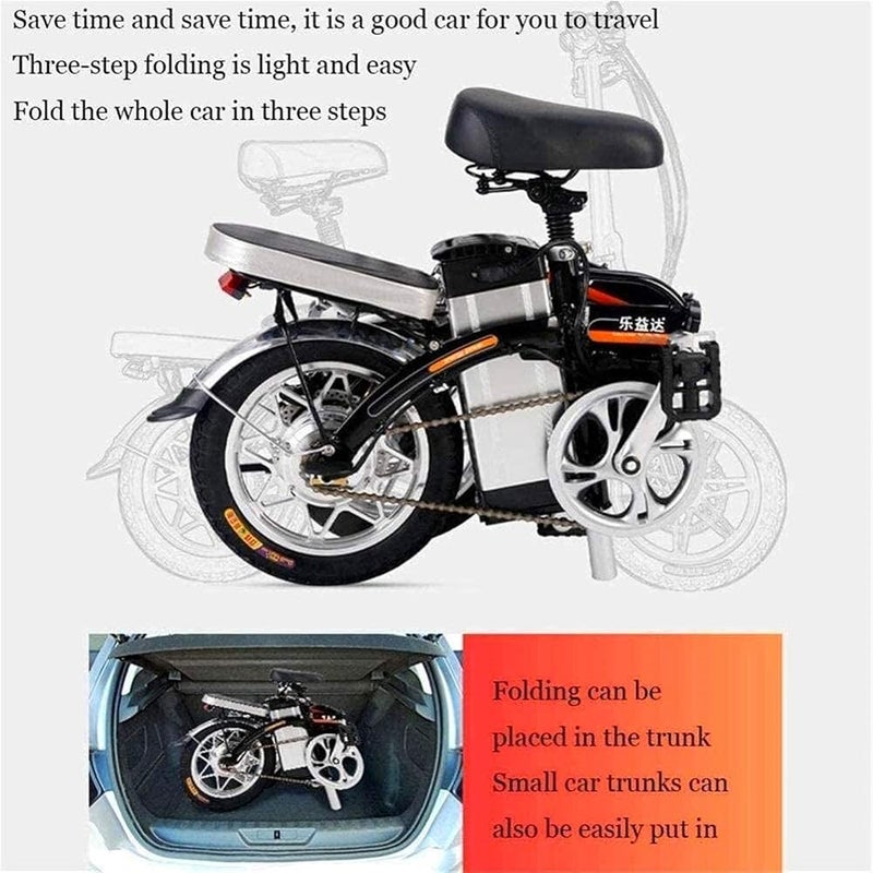 N/P Fast Electric Bikes for Adults Portable Electric Bicycle Adult Hybrid Bike 48V Removable Lithium Ion Battery 400W Motor 14 inch Road Bike Motorcycle Scooter with Disc Brakes - Image 4
