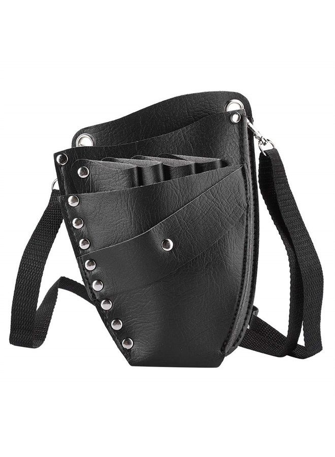 HURRISE Scissors Bag, Barber Waist Bag, PU Leather Scissors Holster Barber Scissors Shear Pouch Holder Hairdressing Waist Holder Case Bag for Salon Hairdressers - Image 4