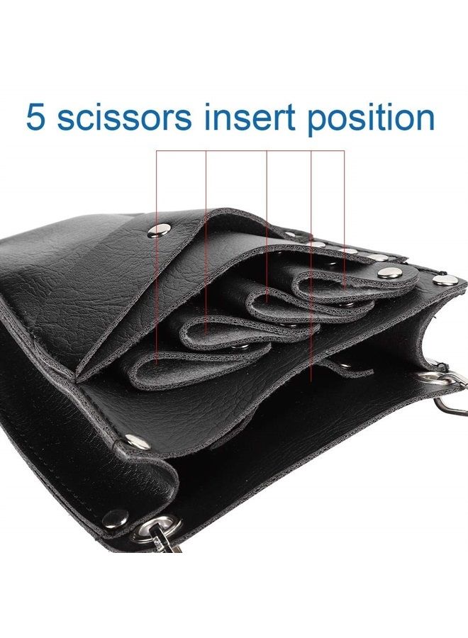 HURRISE Scissors Bag, Barber Waist Bag, PU Leather Scissors Holster Barber Scissors Shear Pouch Holder Hairdressing Waist Holder Case Bag for Salon Hairdressers - Image 3