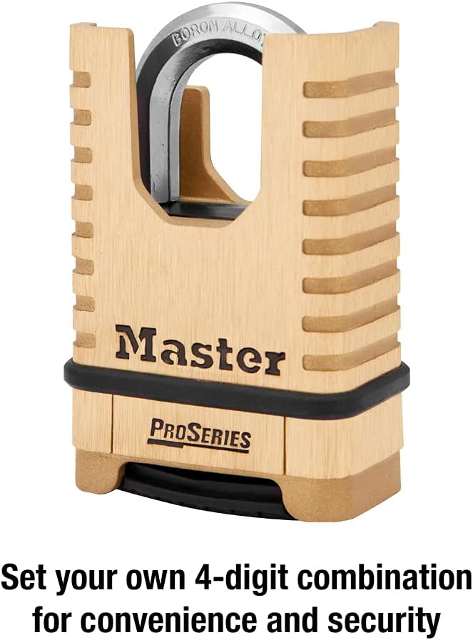 MasterLock ProSeries Brass Padlock, Set Your Own Combination Lock, Commercial Grade Locks with Code for Tools, Fences, Gates, 2-1/4 inches Wide, 1177D - Image 5