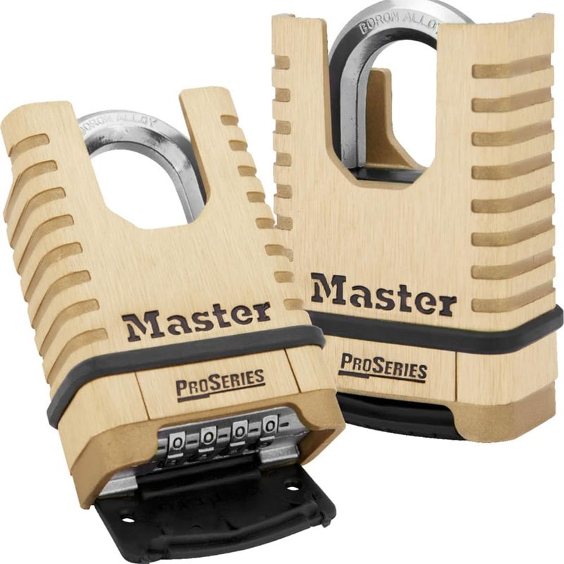 MasterLock ProSeries Brass Padlock, Set Your Own Combination Lock, Commercial Grade Locks with Code for Tools, Fences, Gates, 2-1/4 inches Wide, 1177D - Image 1
