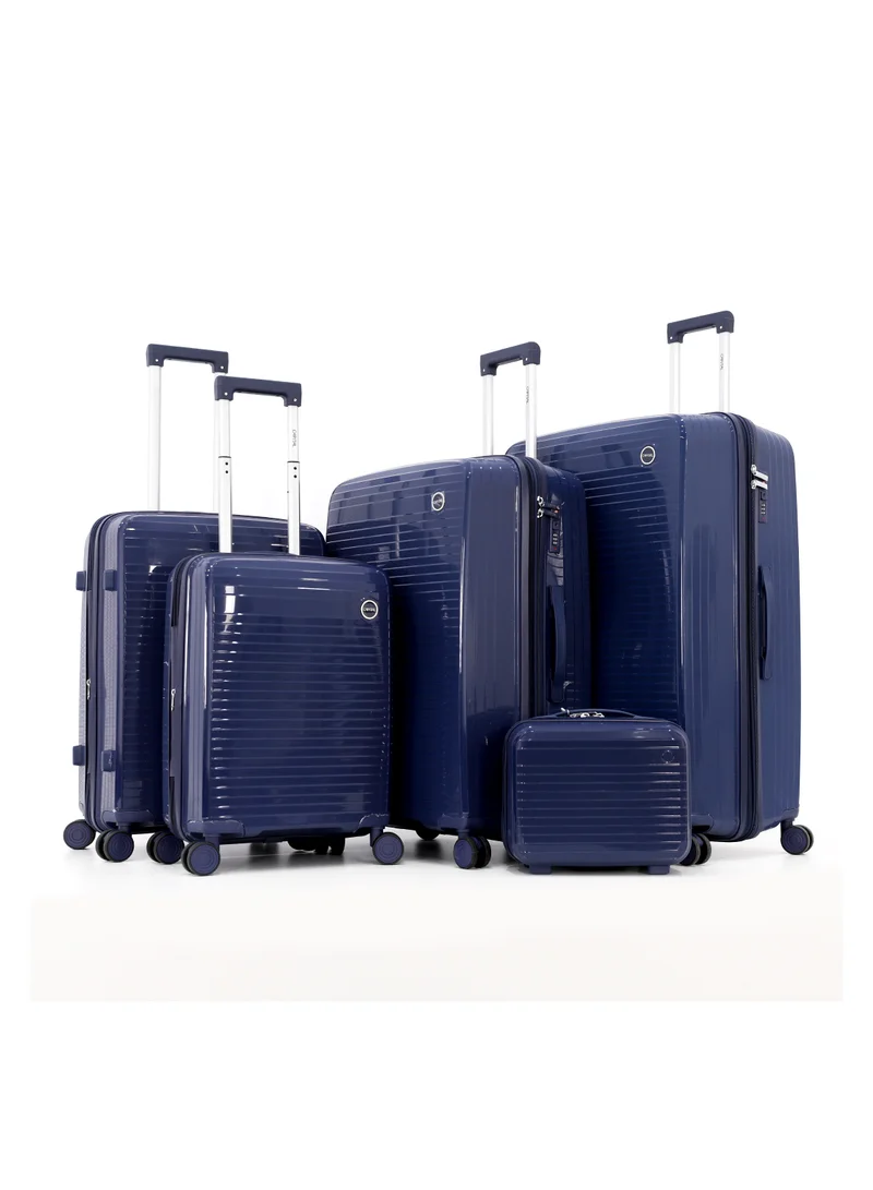 CAPITAL Durable PP Hard Shell Luggage Trolley Bag 5 Pieces Set,Navy (BC-12,S-20,M-24,L-28,XL-32 Inch)