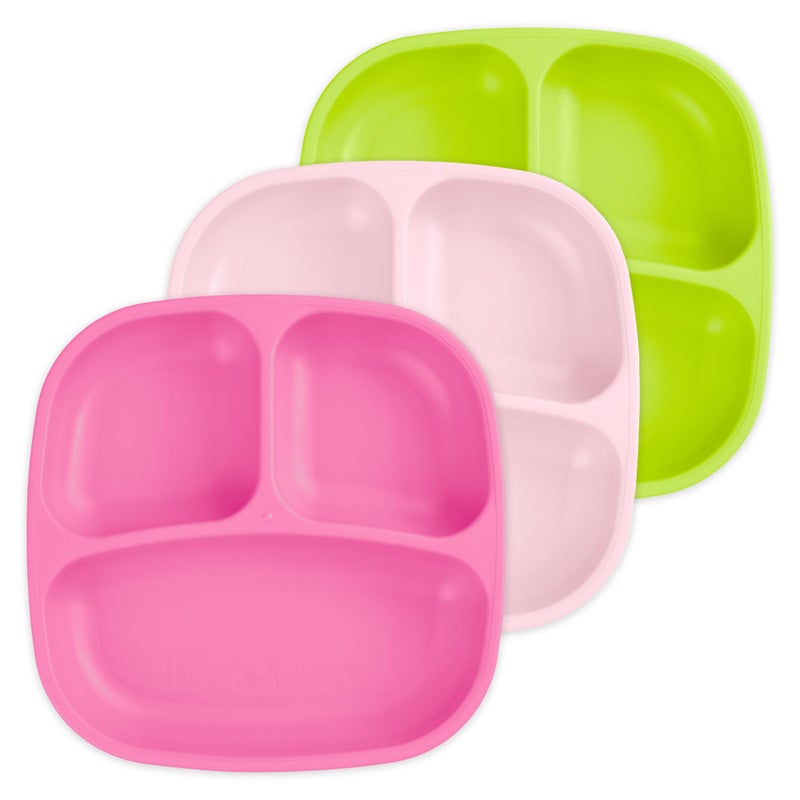 RePlay Toddler Plates with Dividers  DeepWalled 3 Compartments Divided Plates for Kids  Dishwasher  Microwave Safe  Made in USA  Set of 3737 x 737 x 125  Tulip