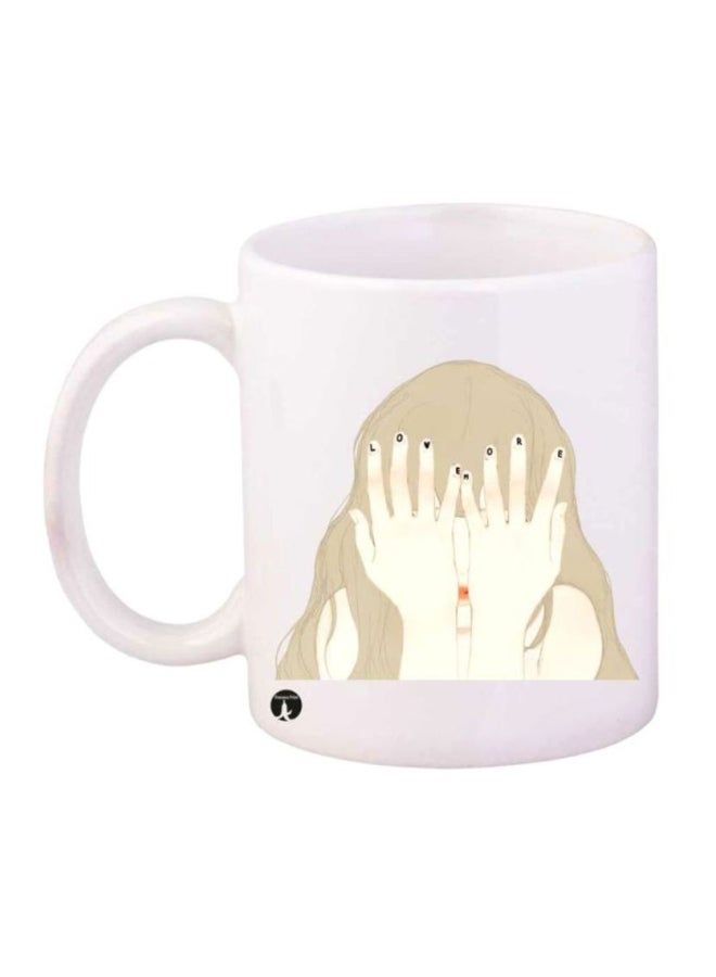 RKN Girl Printed Coffee Mug White/Beige/Brown - Image 1