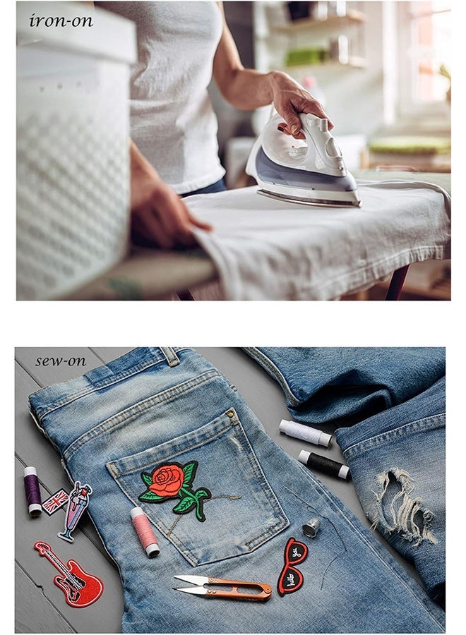 60 قطعة من الرقع المطرزة بأنماط متنوعة عشوائية، ألوان زاهية زاهية، خياطة/كي على رقعة زينة للملابس، والفساتين، والقبعات، والجينز، وإكسسوارات اصنعها بنفسك - Image 4