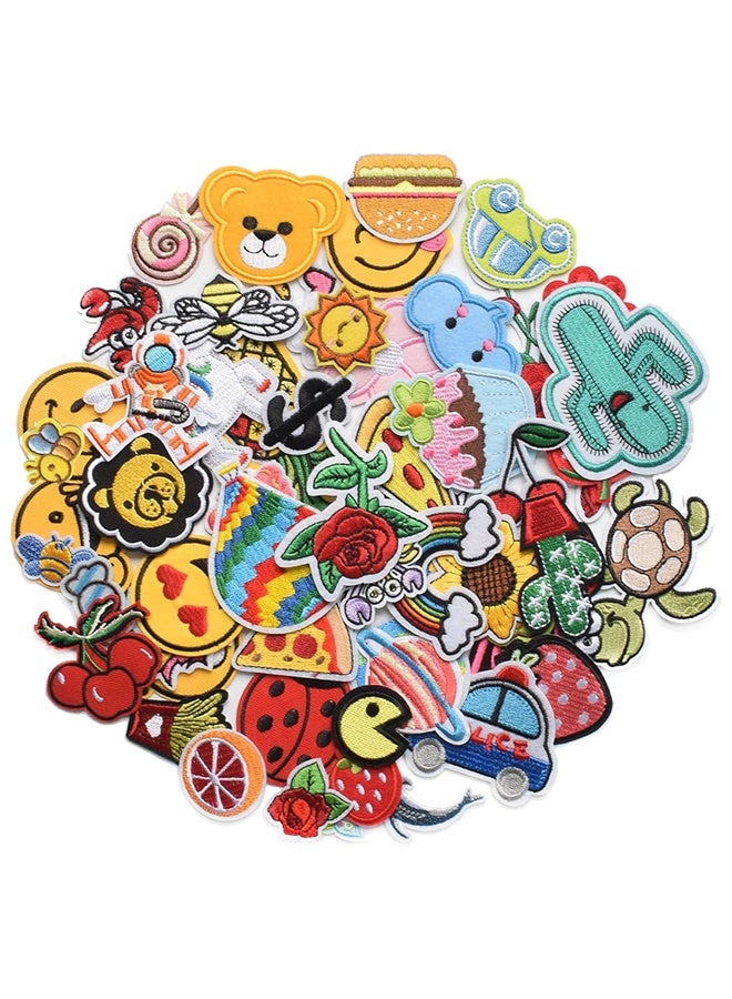 60 قطعة من الرقع المطرزة بأنماط متنوعة عشوائية، ألوان زاهية زاهية، خياطة/كي على رقعة زينة للملابس، والفساتين، والقبعات، والجينز، وإكسسوارات اصنعها بنفسك - Image 1