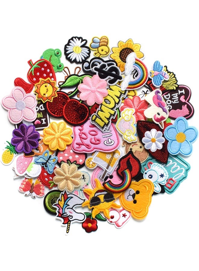 60 قطعة من الرقع المطرزة بأنماط متنوعة عشوائية، ألوان زاهية زاهية، خياطة/كي على رقعة زينة للملابس، والفساتين، والقبعات، والجينز، وإكسسوارات اصنعها بنفسك - Image 3