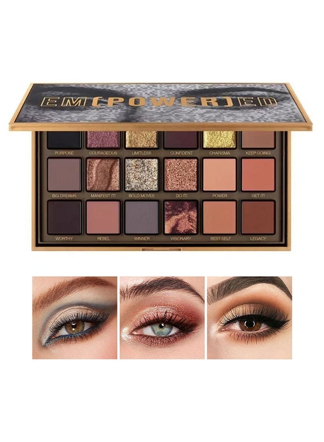 OCHEAL Empowered Eyeshadow palette Multicolour, 18 Color Eye Shadow Plate, Glitter Matte Natural Neutral Colorful Eyeshadow, Waterproof Long Lasting Natural Mixing Pigment Eyeshadow Palette Makeup - Image 1