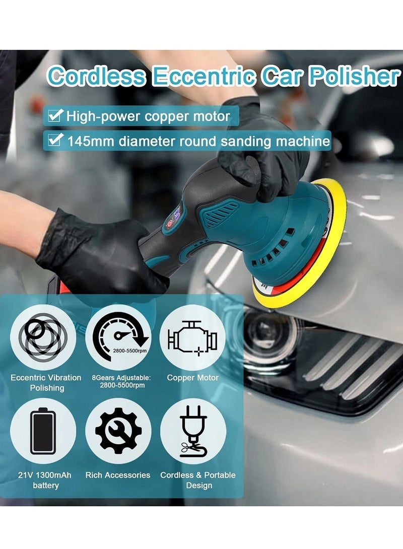 Generic Cordless Polisher Machine Kit 8 Variable Speeds Car Polisher with 2 Batteries and Charger Electric Polisher Car Buffer Polisher Kit for Car Sanding Polishing Home Cleaning  - Image 3