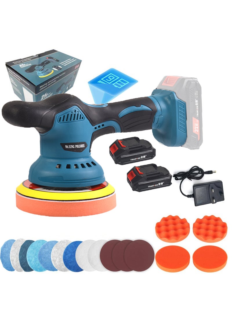 Generic Cordless Polisher Machine Kit 8 Variable Speeds Car Polisher with 2 Batteries and Charger Electric Polisher Car Buffer Polisher Kit for Car Sanding Polishing Home Cleaning  - Image 1