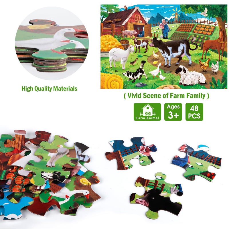 IFLOVE Jumbo Floor Puzzle for Kids,Farm Animals Jigsaw Large Puzzles,48 Piece Barn Puzzle for Toddler Ages 3-5,Children Learning Preschool Educational Toys,Birthday Easter Gift for 4-8 Years Old Boy and Girl - Image 4