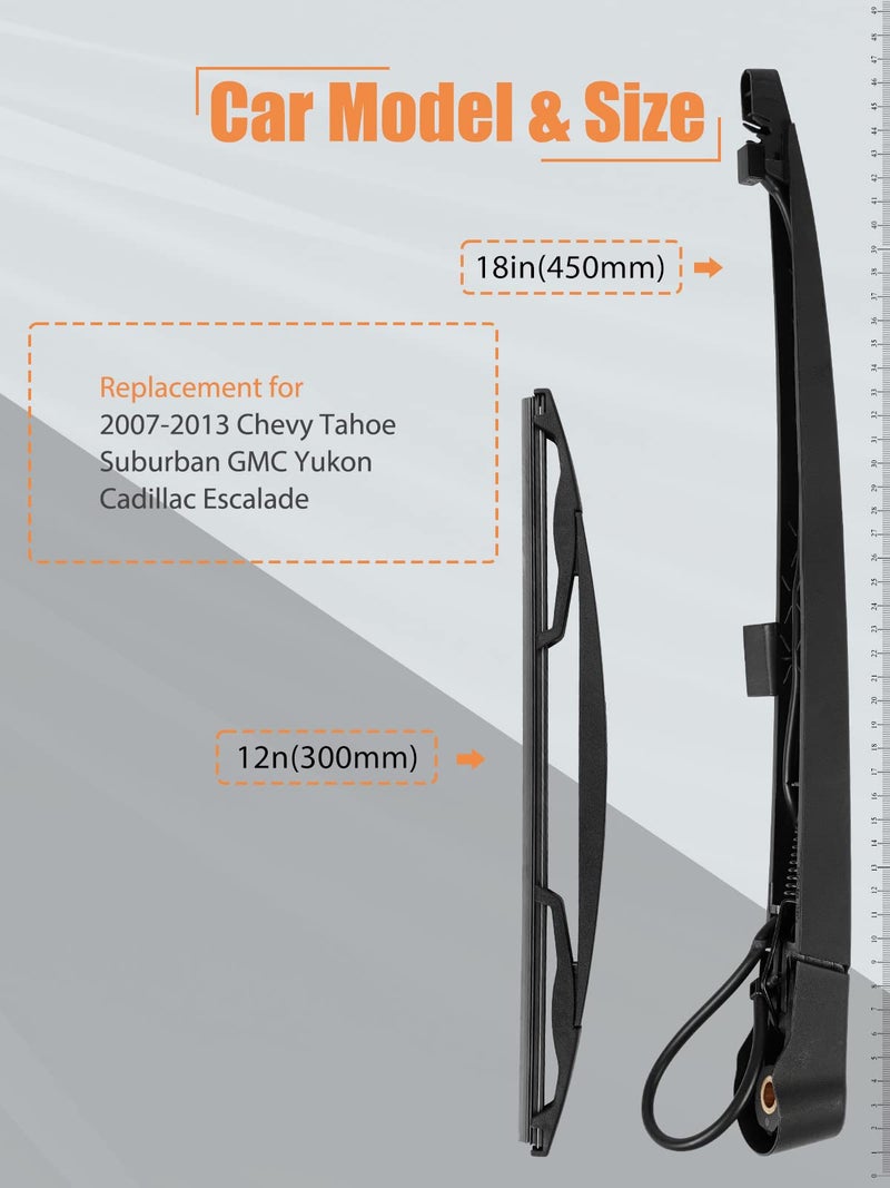 MIKKUPPA Rear Wiper Arm Blade Replacement for Chevy Tahoe Suburban GMC Yukon Cadillac Escalade 2007-2013 - MIKKUPPA Back Windshield Wiper Assembly Replacement 15277756 - Image 2