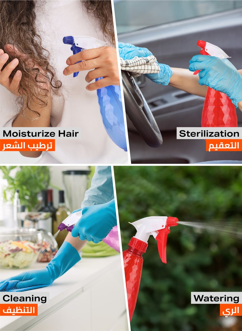 LAWAZIM Colored Spray Kit - Refillable Transparent Plastic Spray Bottles with Adjustable Nozzle and Leak-Proof Cap - Ideal for Cleaning, Gardening, Hair Care & Pet Use - Number 2 - Image 5