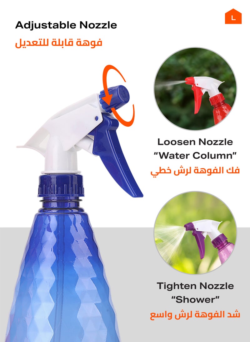 LAWAZIM Colored Spray Kit - Refillable Transparent Plastic Spray Bottles with Adjustable Nozzle and Leak-Proof Cap - Ideal for Cleaning, Gardening, Hair Care & Pet Use - Number 2 - Image 4