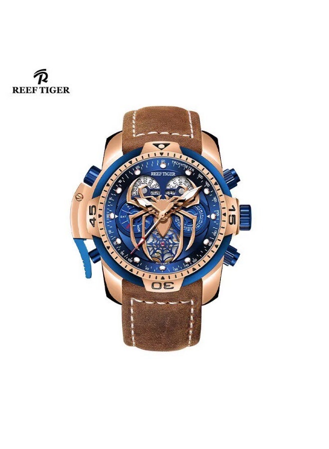 REEF TIGER high-end brand watch, fully automatic mechanical men's watch, fashionable waterproof night light large dial watch - Image 1