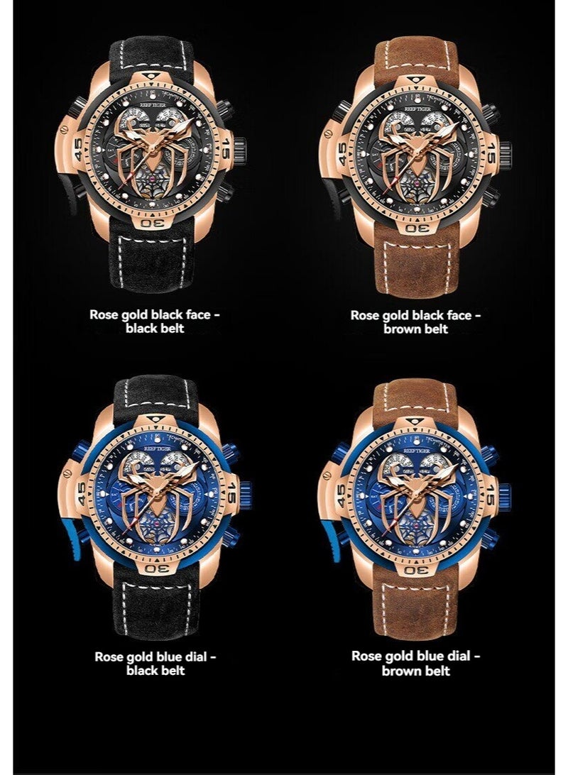 REEF TIGER high-end brand watch, fully automatic mechanical men's watch, fashionable waterproof night light large dial watch - Image 4