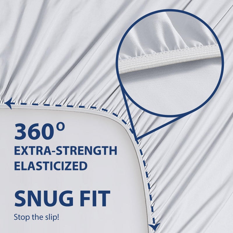 Cathay Home Luxury Wrinkle And Fade Resistant Double Brushed Ultra Soft Microfiber 14-inch Standard Pocket Single Fitted Sheet, White, Twin - Image 4