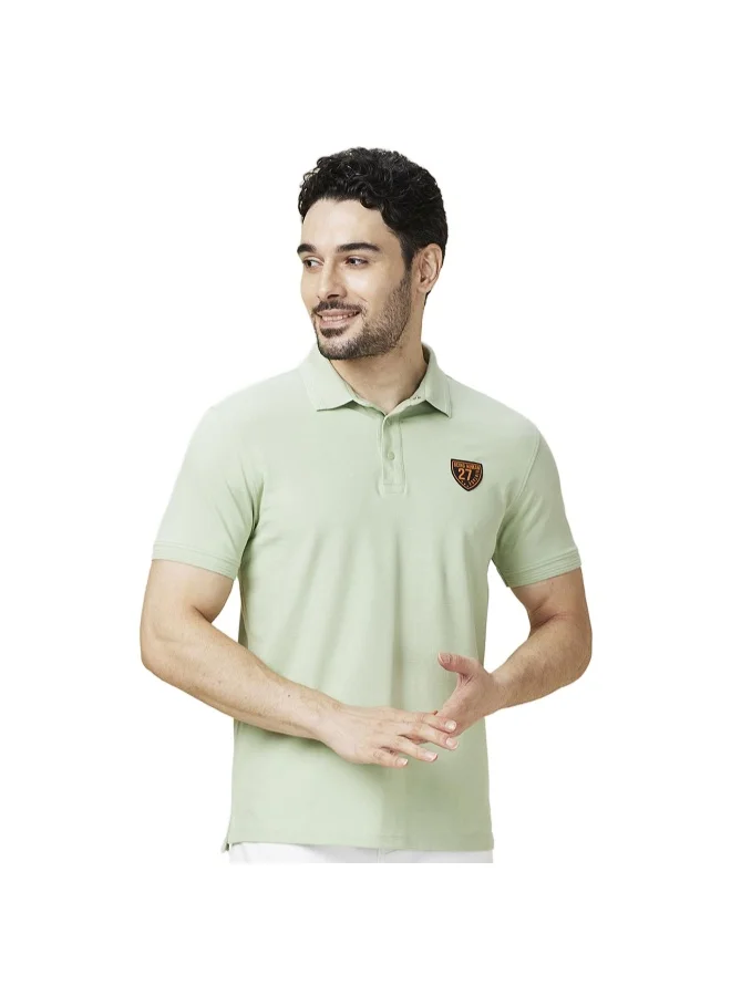 بيينغ هيومان Mens Foam Green Polo Collar Short Sleeve Polo T-Shirt