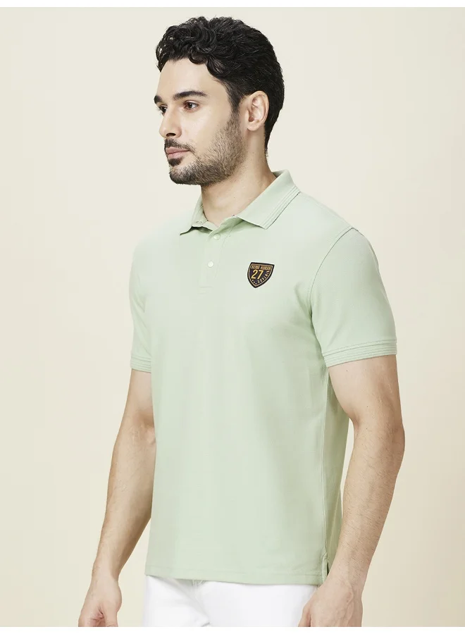 بيينغ هيومان Mens Foam Green Polo Collar Short Sleeve Polo T-Shirt