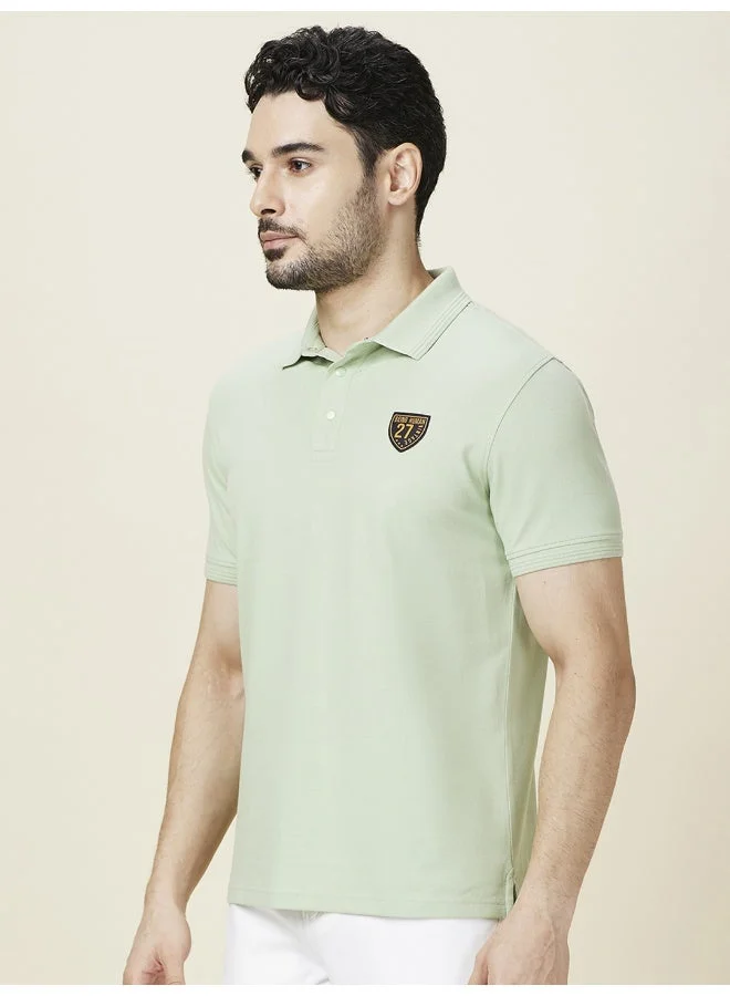 بيينغ هيومان Mens Foam Green Polo Collar Short Sleeve Polo T-Shirt
