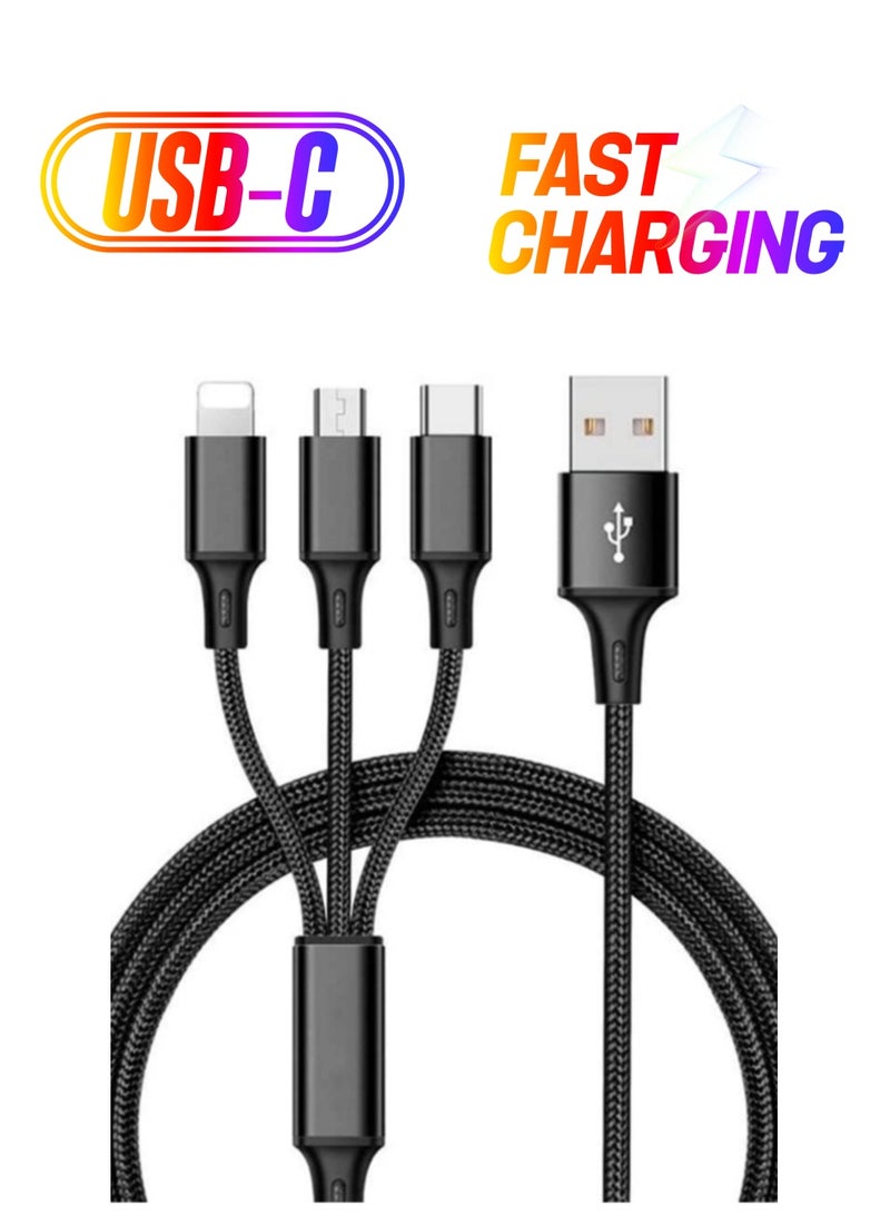 ELTRAZONE 3 In 1 Fast Charging Cable For Iphone, Samsung, Huawei, Oppo, And Tables - Image 1