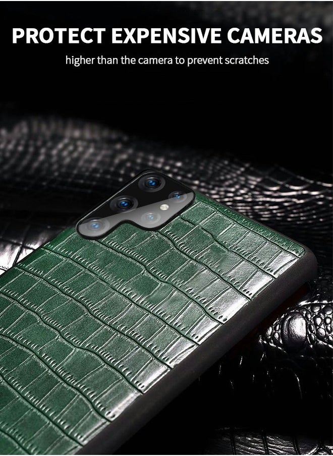GROIC Ultra Thin Phone Case Compatible with Samsung Galaxy S22 Ultra 5G, Luxury Vintage Crocodile Pattern Leather Anti-Slip Back Cover TPU Full Frame Protective Phone Case 6.8 Inch for Galaxy S22 Ultra  - Image 5