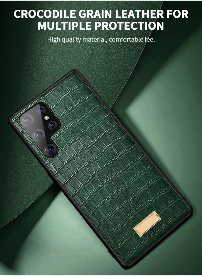 GROIC Ultra Thin Phone Case Compatible with Samsung Galaxy S22 Ultra 5G, Luxury Vintage Crocodile Pattern Leather Anti-Slip Back Cover TPU Full Frame Protective Phone Case 6.8 Inch for Galaxy S22 Ultra  - Image 3