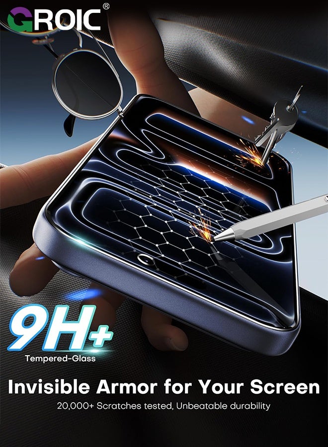 GROIC 3 Pack Screen Protector for iPhone 17 6.3 Inch,Privacy Screen Protector for iPhone 17 with Installation Frame,Case Friendly Tempered Glass Film for iPhone 17 - Image 3