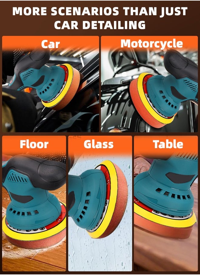 ALongDeng - Cordless Polisher Machine Kit 6 Variable Speeds Car Polisher with 2 Batteries and Charger Electric Polisher Car Buffer Polisher Waxer Kit for Car Sanding Polishing Home Cleaning - Image 1