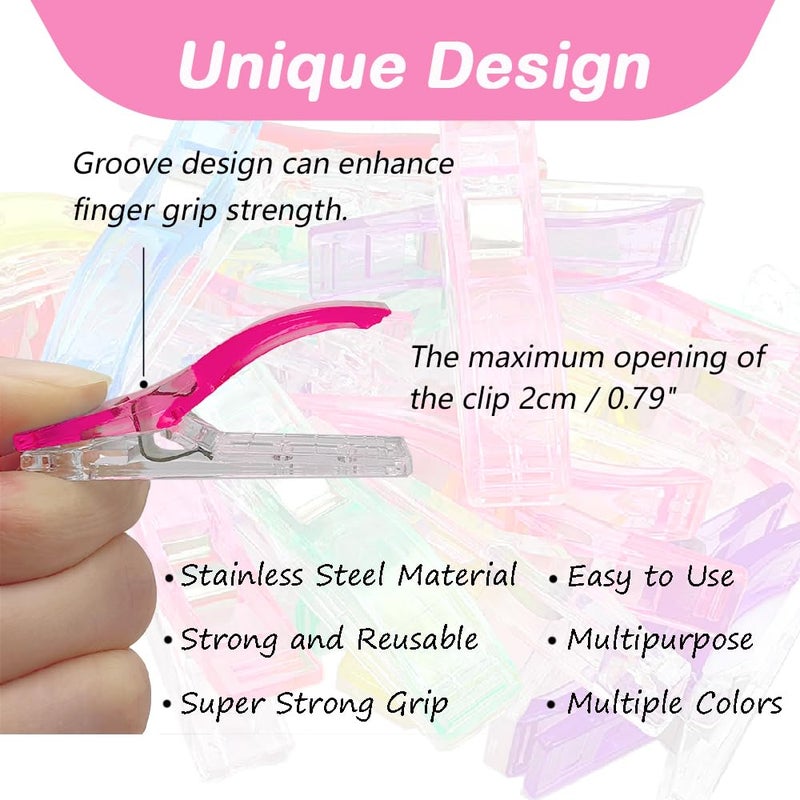 KOLUPA Large Sewing Clips for Fabric and Quilting 30 Pcs, KOLUP Jumbo Quilting Clips and Sewing Fabric Clips Crafting Tools Assorted Colors Premium Plastic Clips Sewing Notions for Sewing Quilting Supplies - Image 4