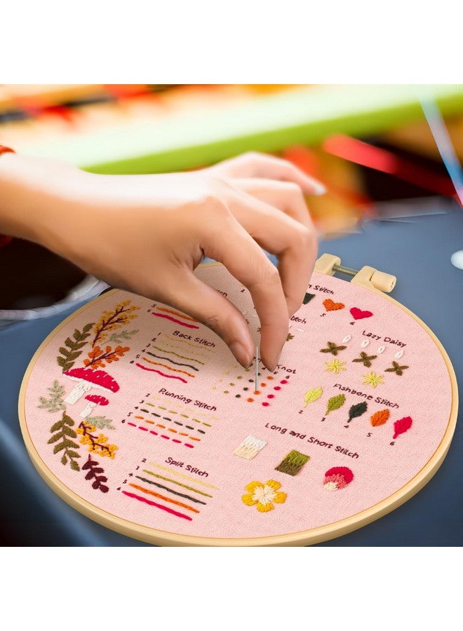 Ponpon 3 Sets Embroidery Kit for Beginners, Embroidery Kit for Adults with Follow Instruction, Cross Stitch Kits with Wooden Embroidery Hoops (Stlye B) - Image 4